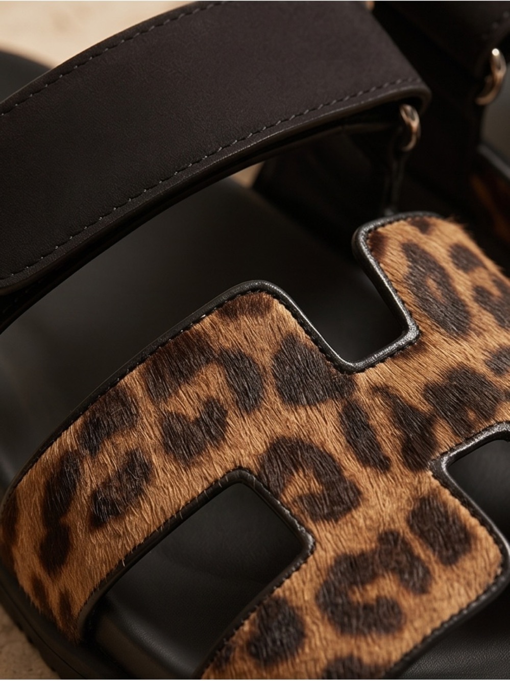 Chypre sandal Leopard Print Black Sandals - Picture 13 of 14
